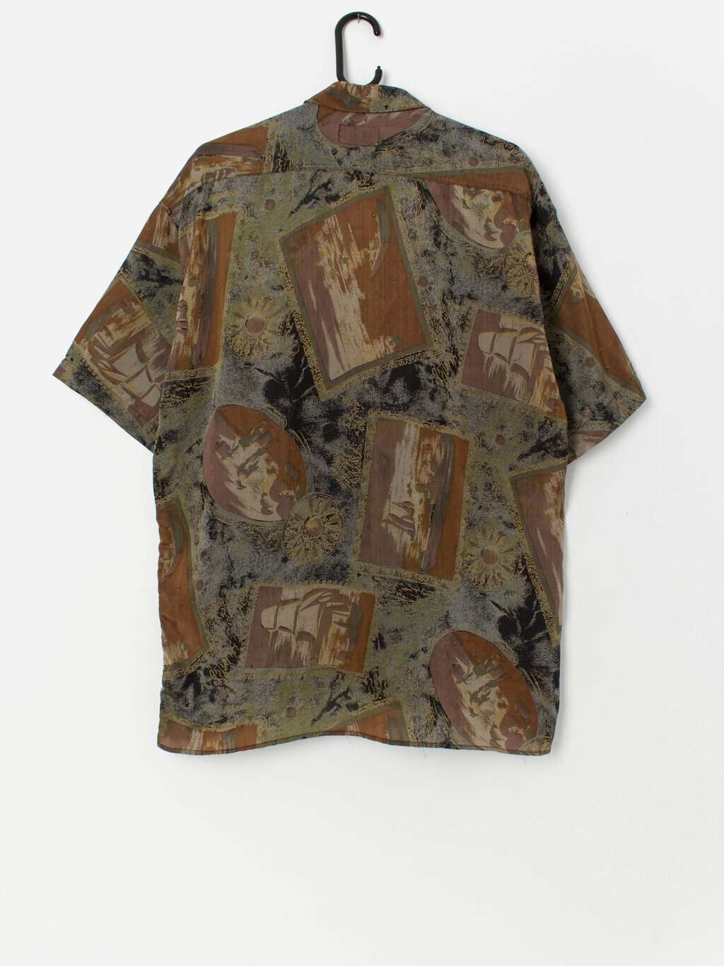 Vintage shiny patterned shirt with short sleeves - M / L - Image 3