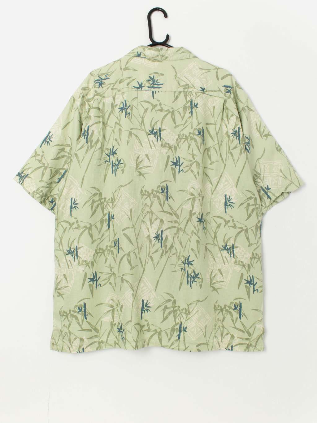 Vintage silk Hawaiian shirt in green with palm tree print - XL - Image 3