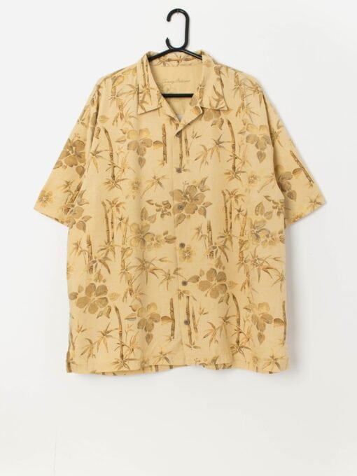 Vintage silk Hawaiian shirt with bamboo pattern - XL