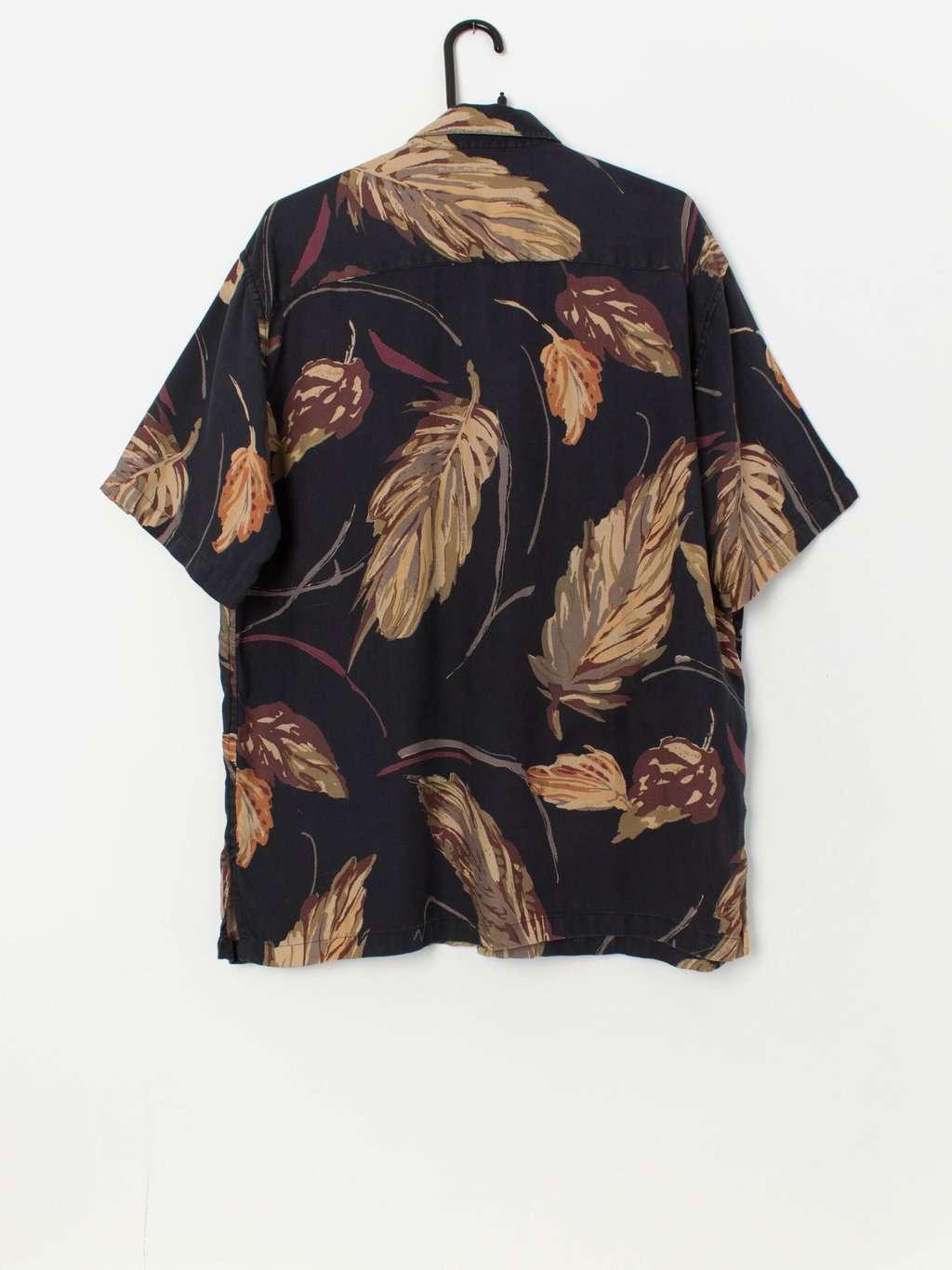 Vintage silk Hawaiian shirt with leaf print - Large - Image 3