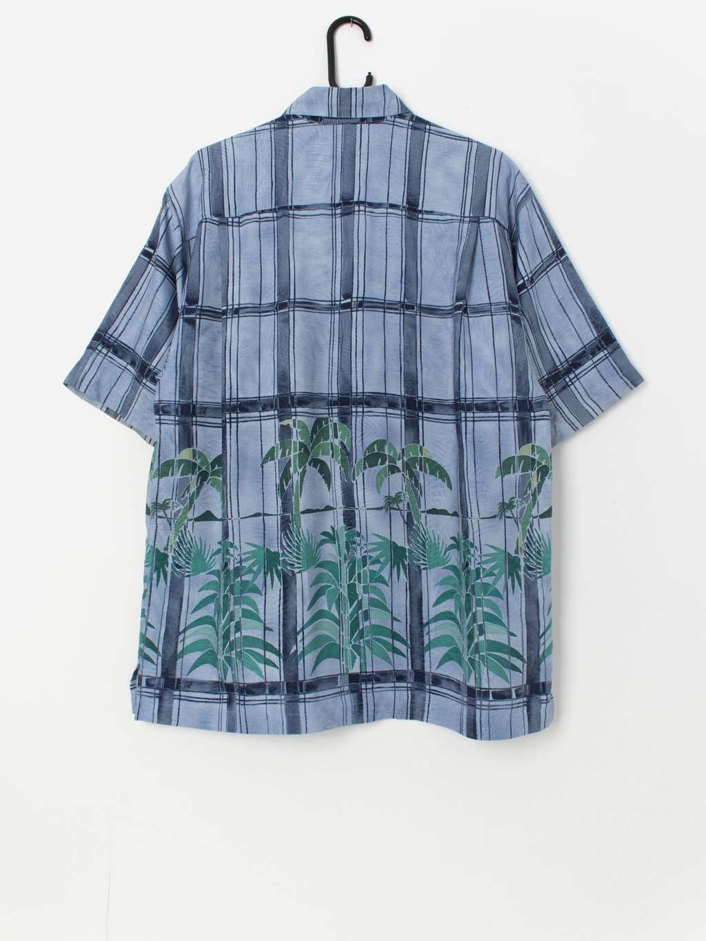 Vintage silk Hawaiian shirt with palm tree pattern - M - Image 3