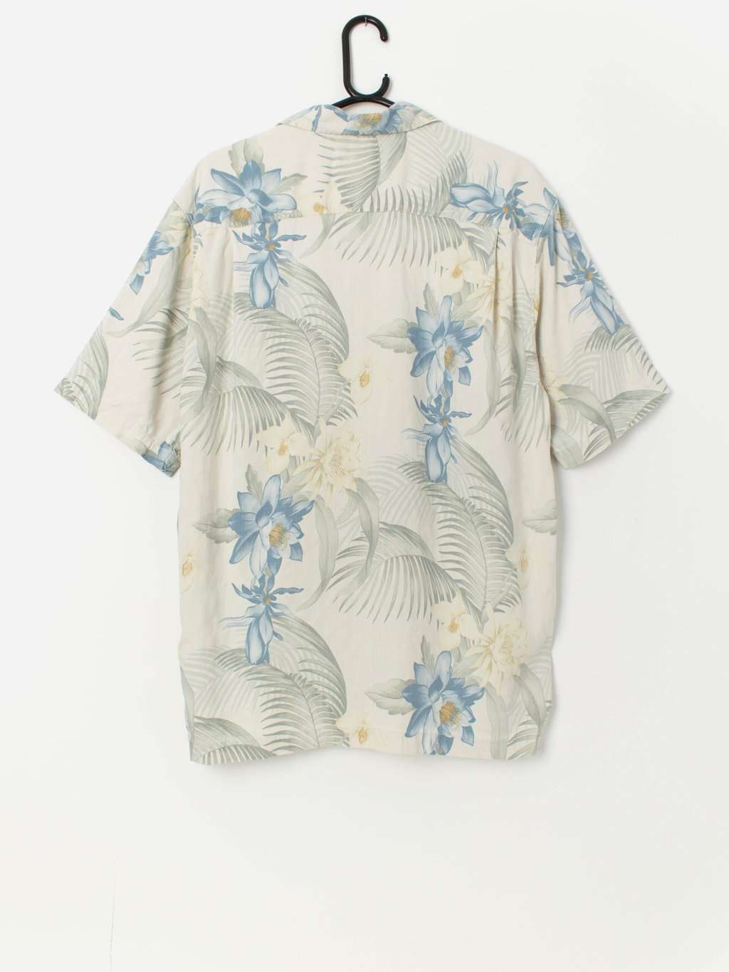 Vintage silk Hawaiian shirt with pastel floral and leaf print - Large - Image 3