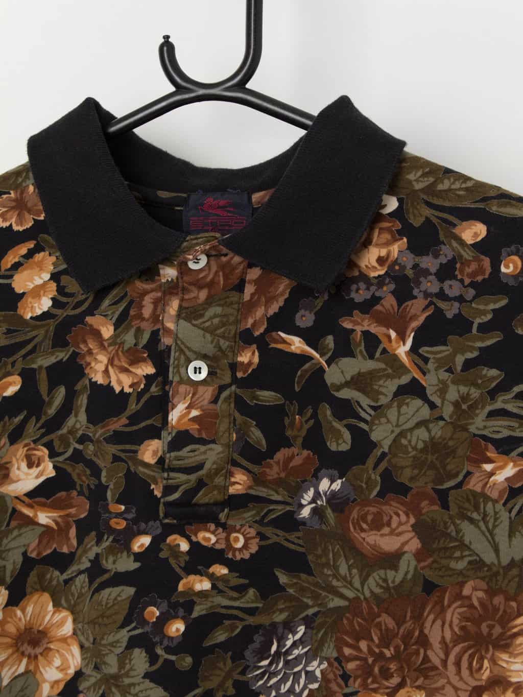 Vintage Etro polo shirt with floral print, made in Italy - Small / Medium - Image 2