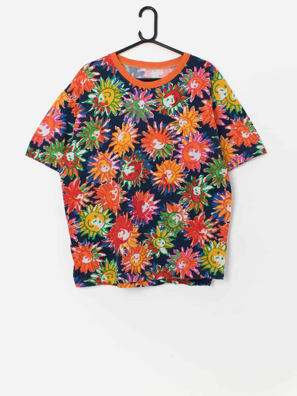 Bold vintage floral t-shirt, multi-coloured - Large / XL