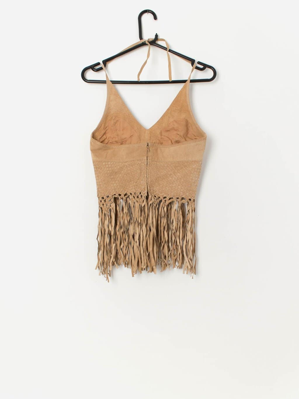 Vintage fringed leather halter neck cropped top - XS - Image 3
