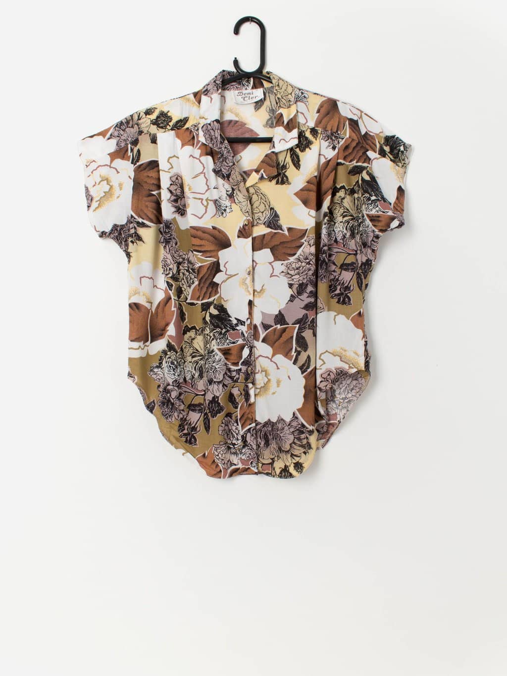 80s vintage floral blouse with shoulder pads - Medium