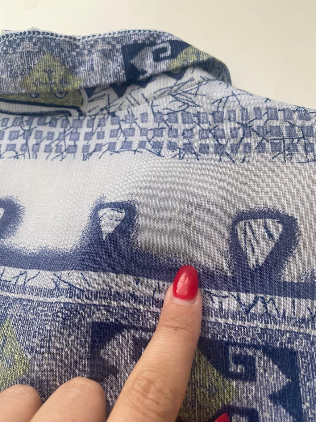 Vintage Gerry Weber semi-sheer blouse in blue and green - Large - Image 4