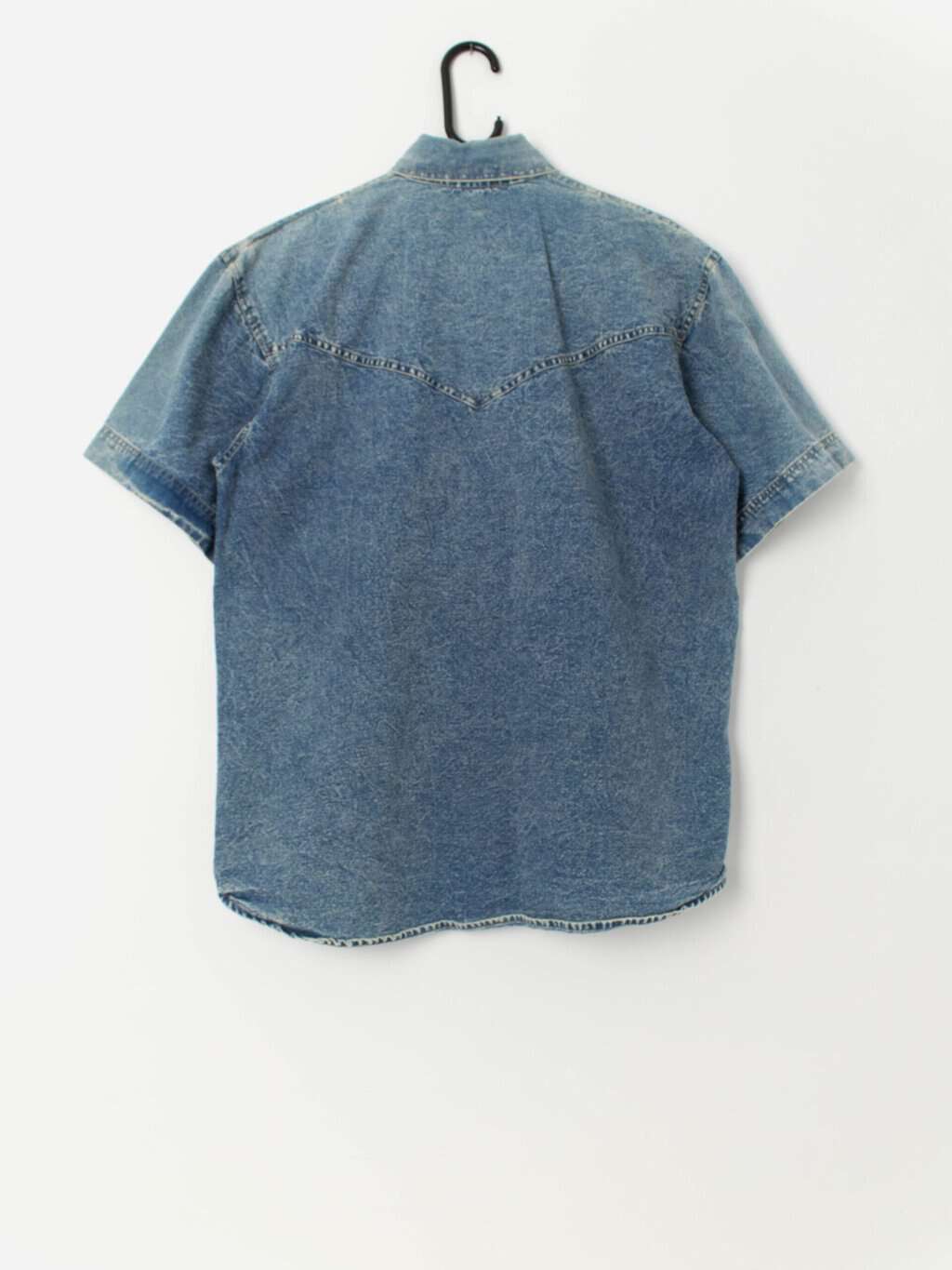 Vintage embroidered denim blouse with studded collar - L - Image 3