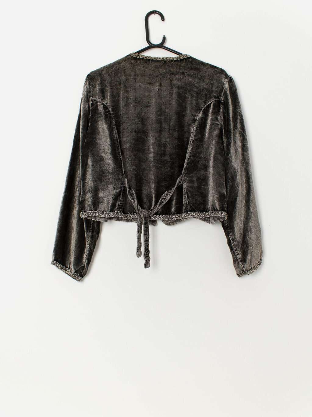 Vintage ropework velvet jacket in silver grey - Medium - Image 3