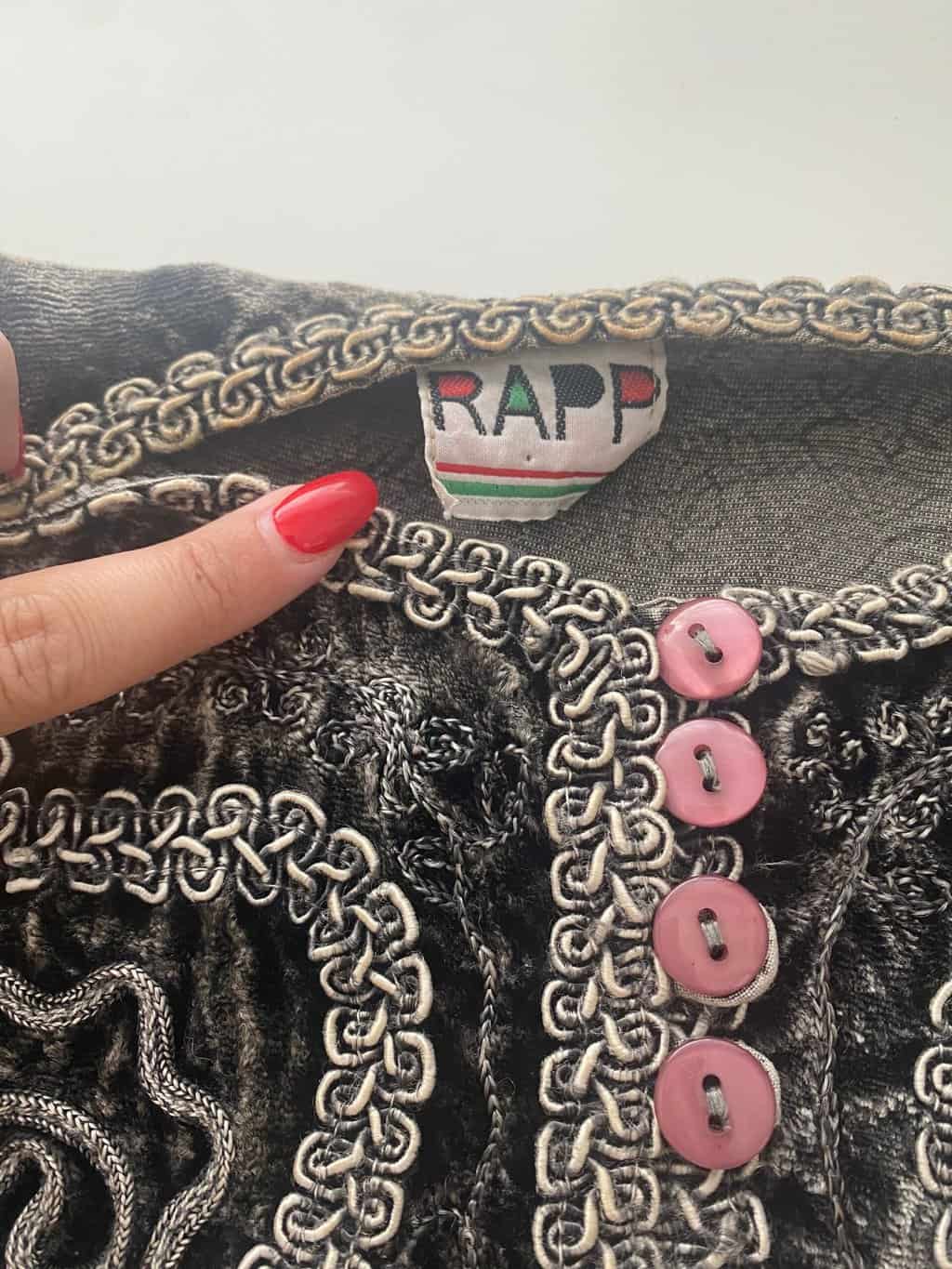 Vintage ropework velvet jacket in silver grey - Medium - Image 4