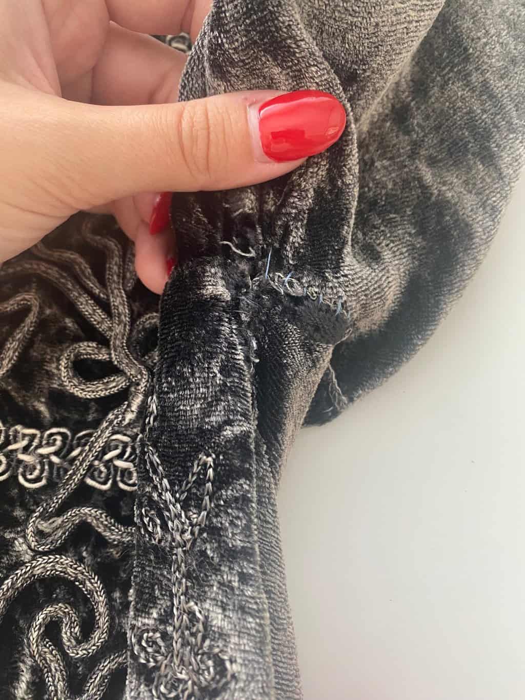 Vintage ropework velvet jacket in silver grey - Medium - Image 5