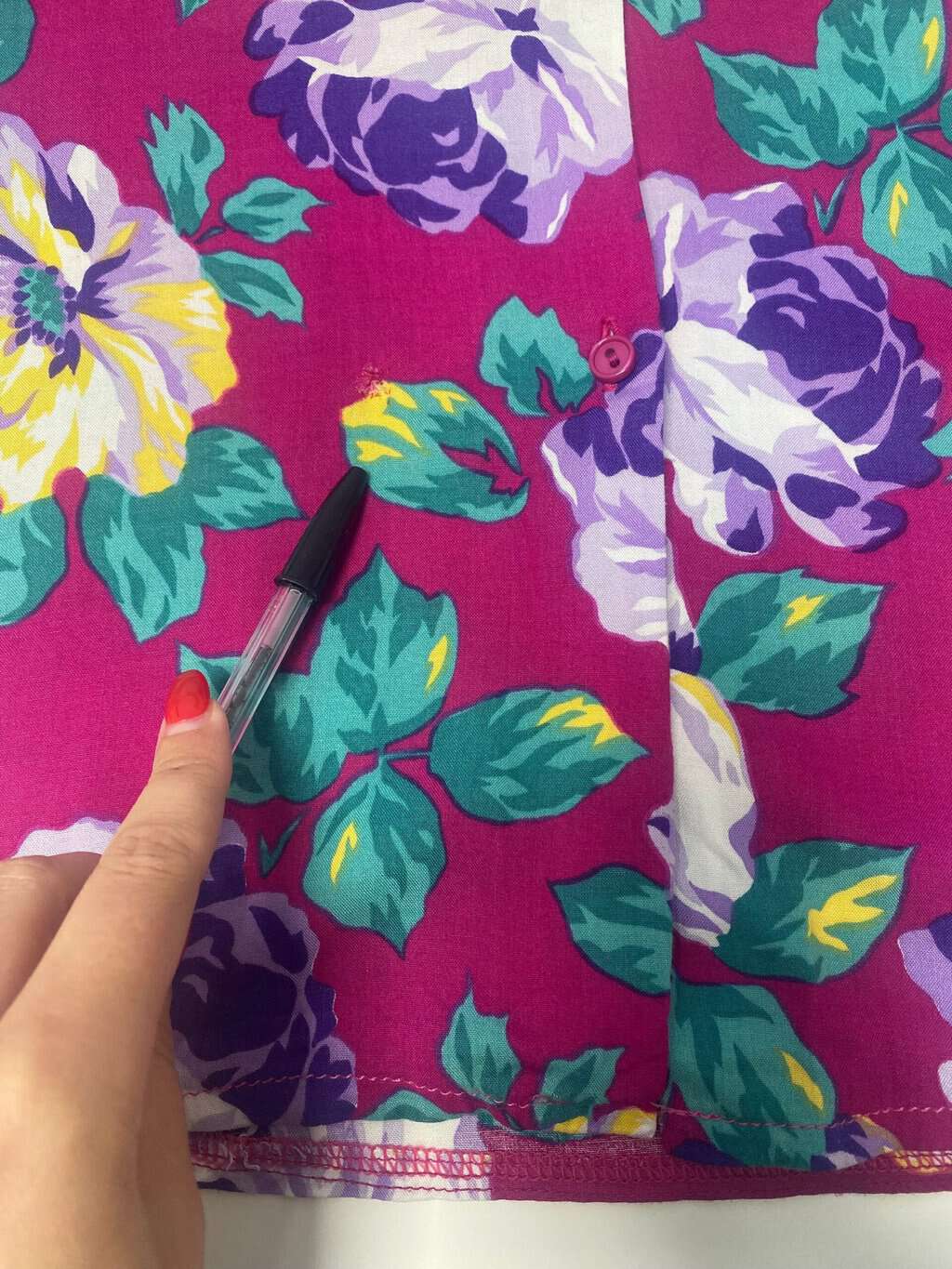 80s vintage Topshop blouse with vibrant rose print - M - Image 4