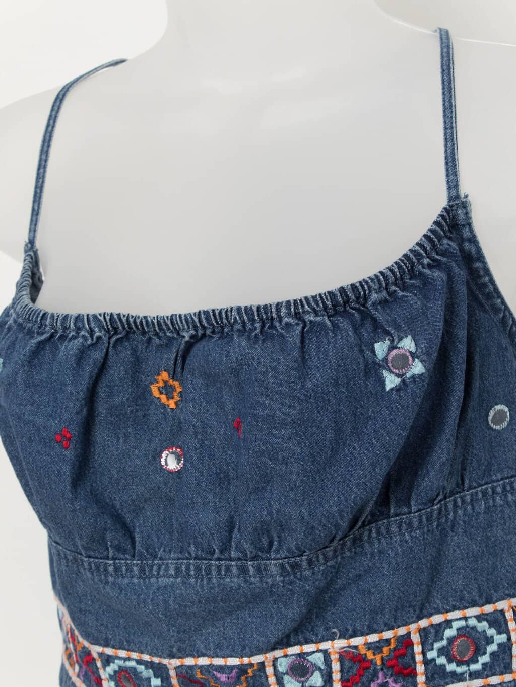 Y2K vintage embroidered denim crop top - Medium / Large - Image 2