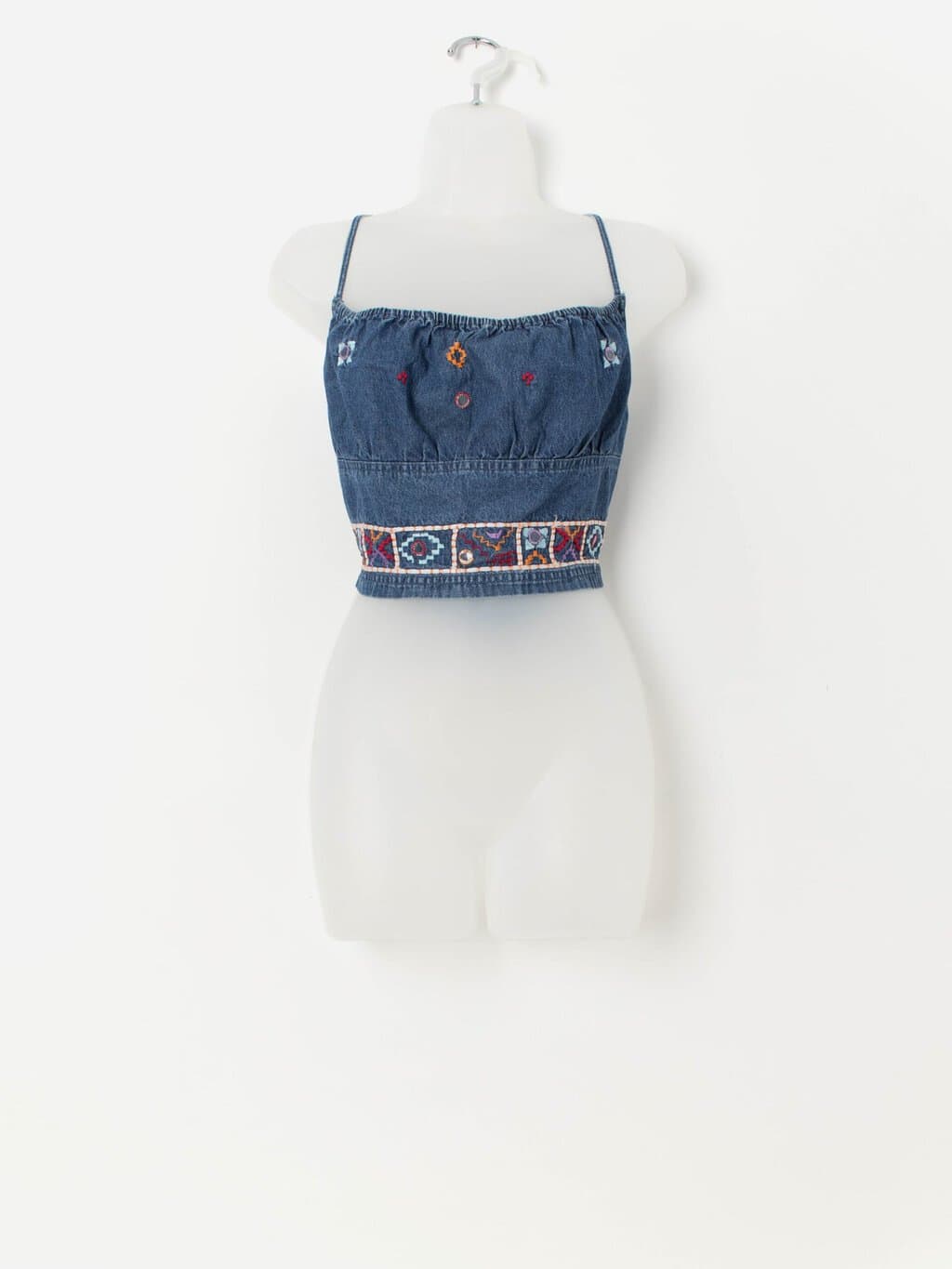 Y2K vintage embroidered denim crop top - Medium / Large