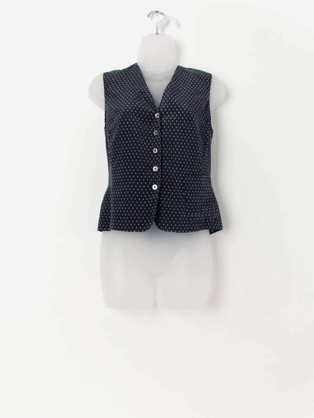 Women's vintage silk waistcoat in navy blue - S / M
