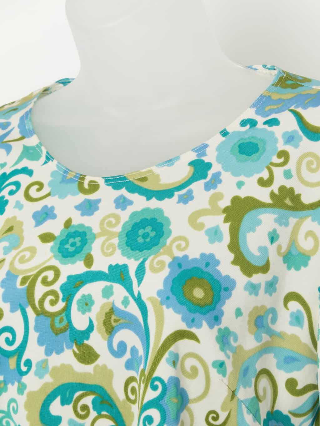 Handmade 70s vintage floral top in blue and green - M/L - Image 2