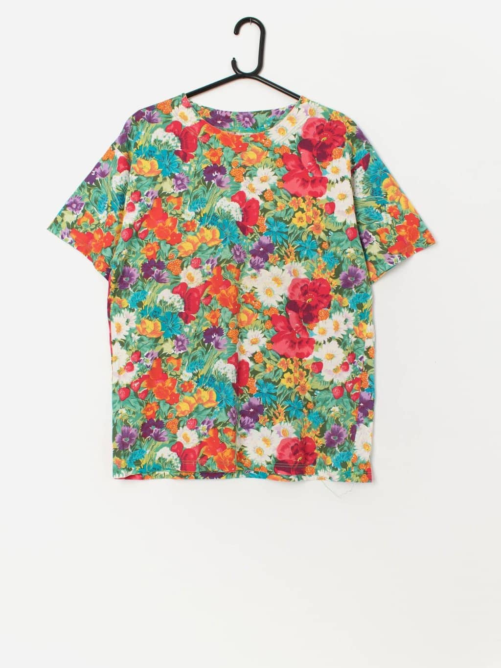 Vibrant vintage floral t-shirt, made in Italy - M / L