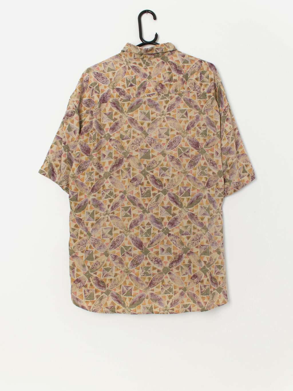 90s vintage geometric shirt in green and purple - L / XL - Image 3