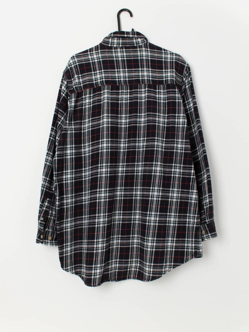 Vintage Wrangler plaid flannel shirt in black and white, Riggs Workwear - XL - Image 3