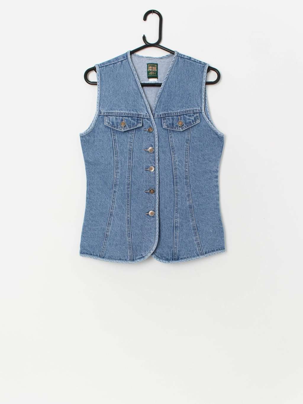 90s vintage denim vest in light blue - Small / Medium