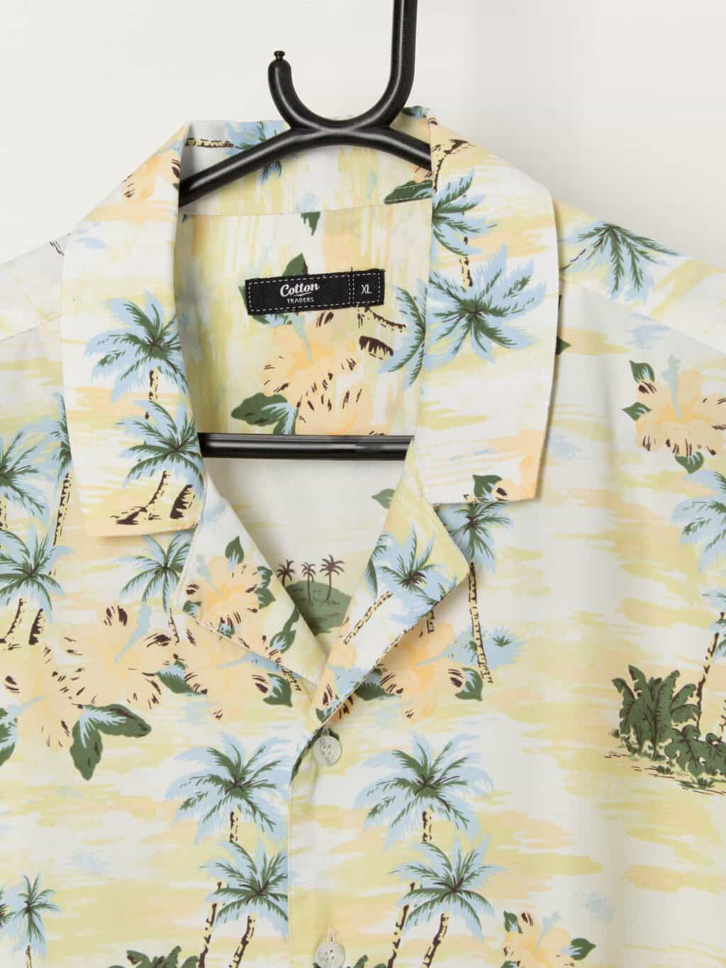 Cotton Traders Hawaiian shirt in pale yellow - XL - Image 2
