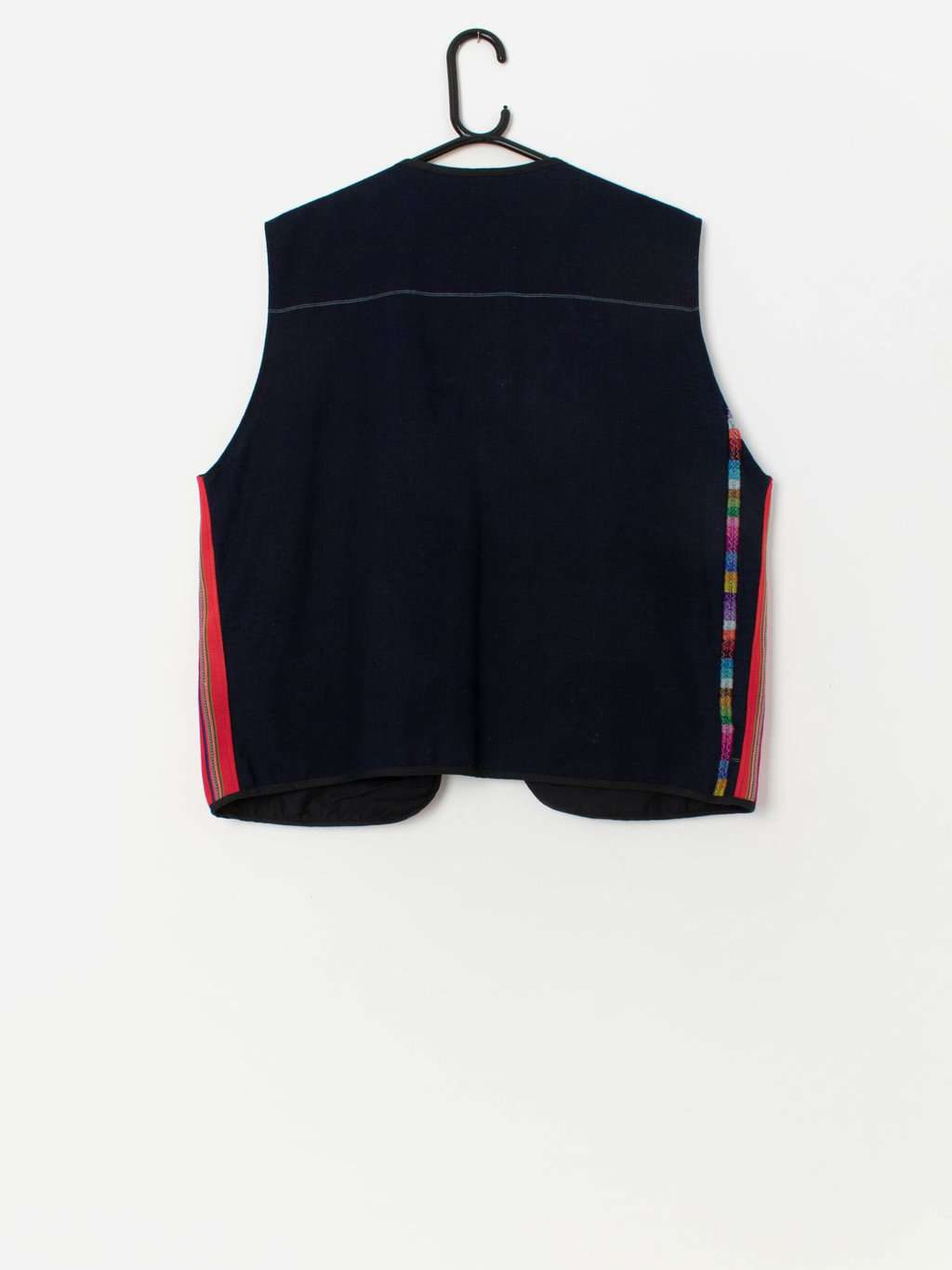 Vintage red embroidered vest with bright florals - XL - Image 3