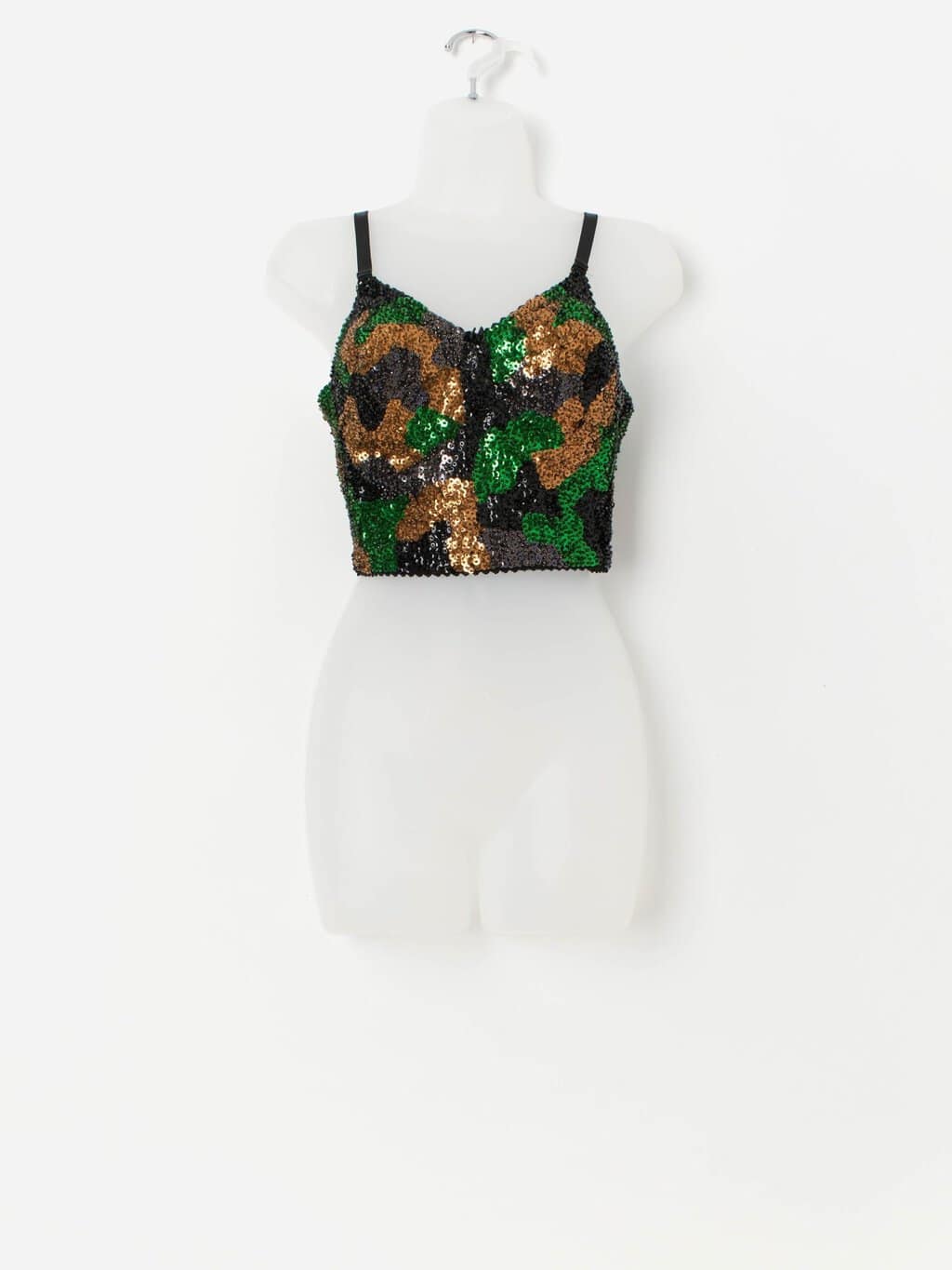 Vintage cropped camo sequin bralette top - Medium