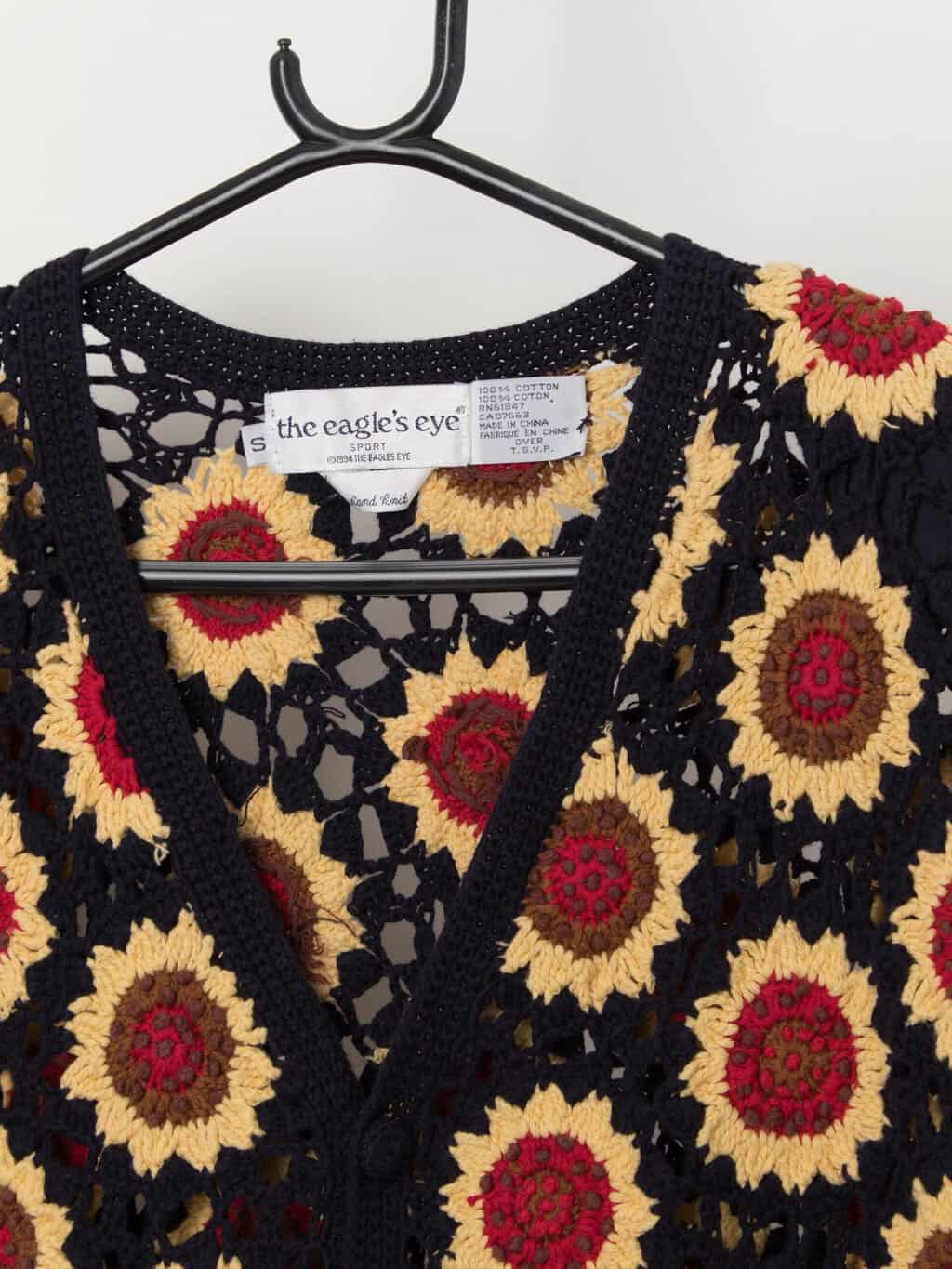 Vintage handknitted The Eagle's Eye sunflower cardigan - Medium - Image 2