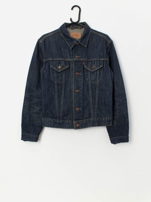 Women's vintage Levis denim jacket for girls, dark blue trucker jacket - Medium