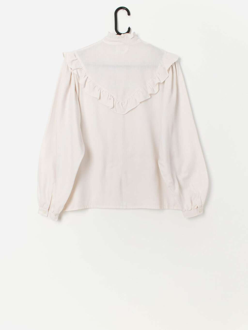 Vintage floral embroidered ruffle front blouse - Medium - Image 3