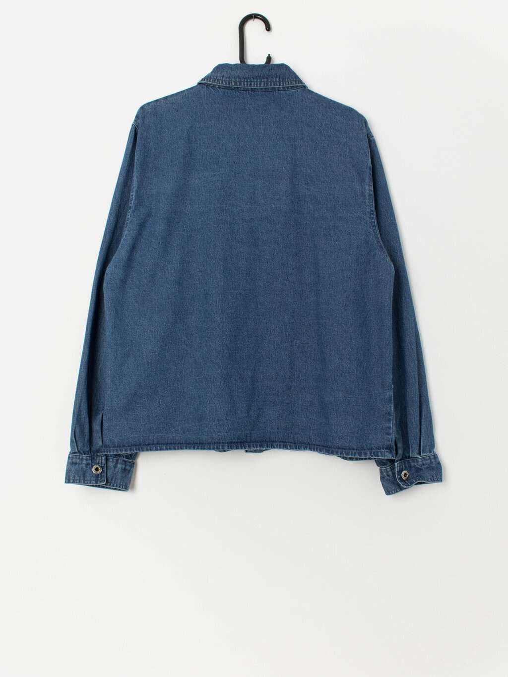 Vintage embroidered denim boxy shirt / jacket with embroidered florals - XL - Image 3