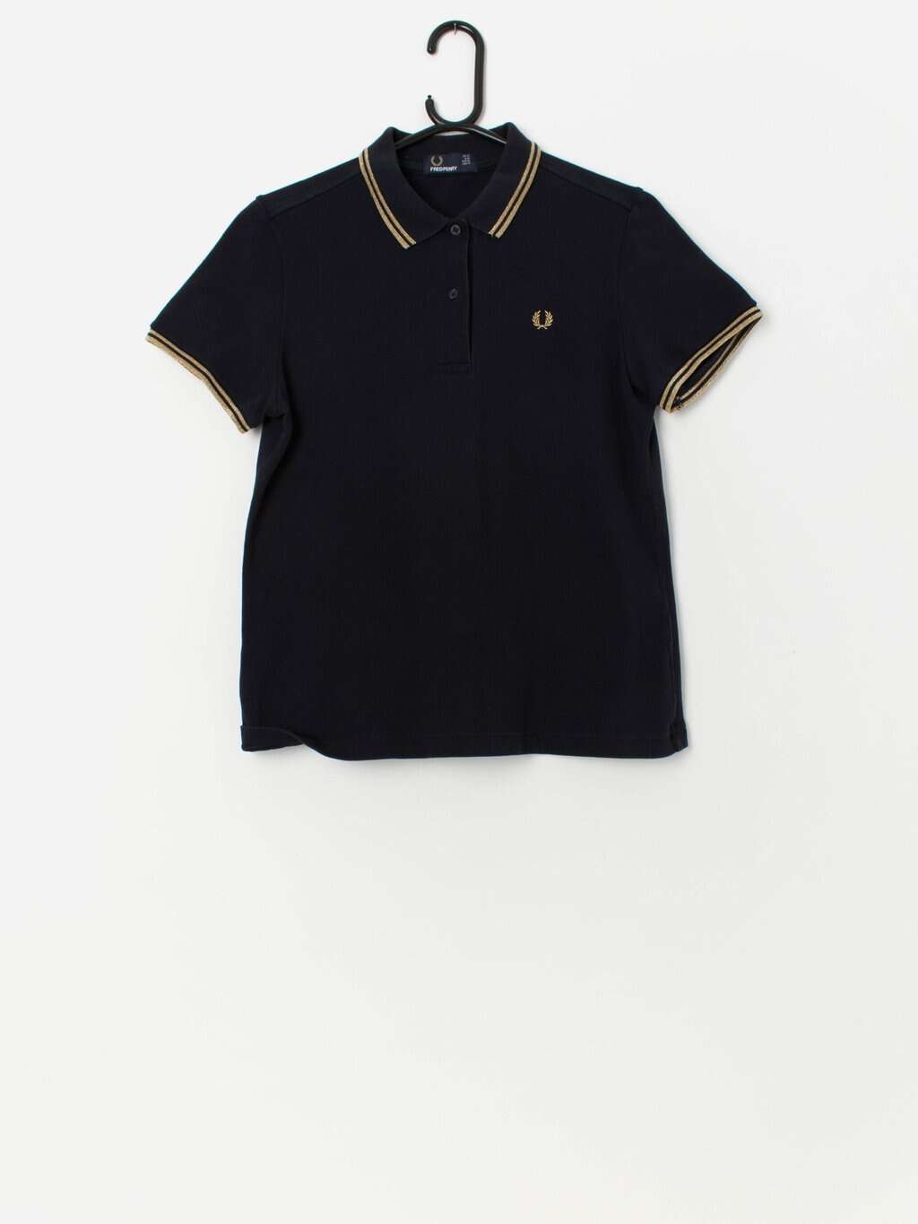 Fred Perry women's polo shirt in navy with gold trim - Medium / Large