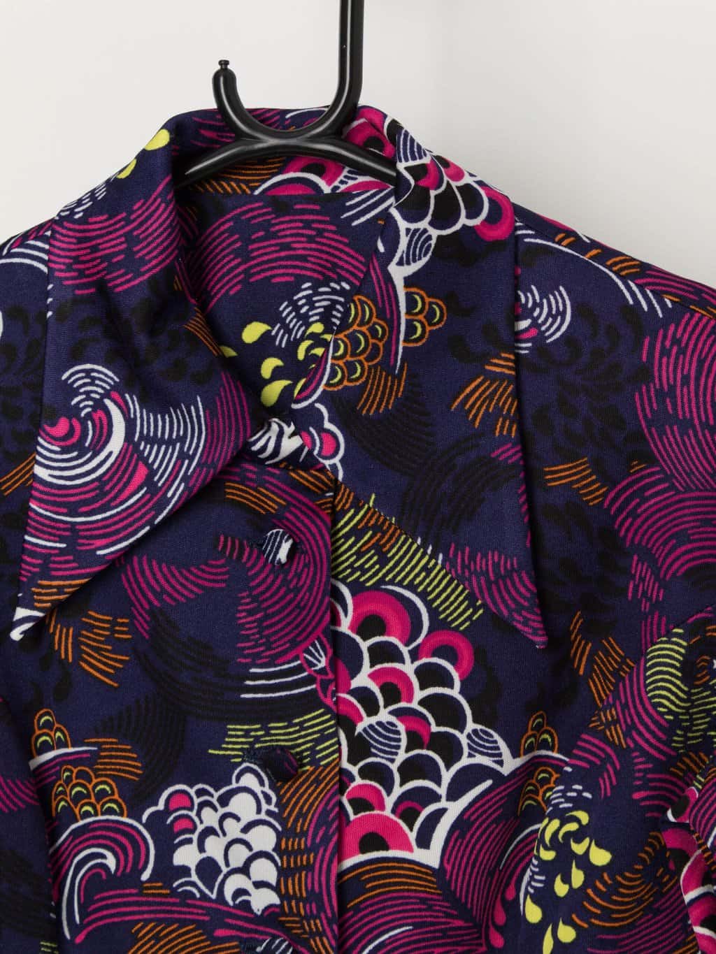70s vintage purple colourful shirt with dagger collar - Small / Medium - Image 2