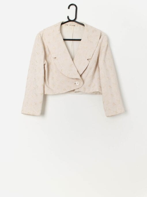 Vintage embroidered cropped jacket / bolero in cream - M