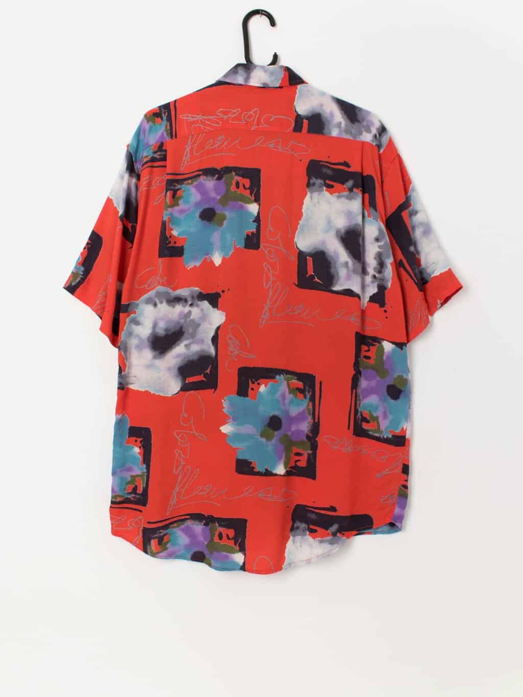 80s vintage abstract shirt in red and blue - Medium - Image 3
