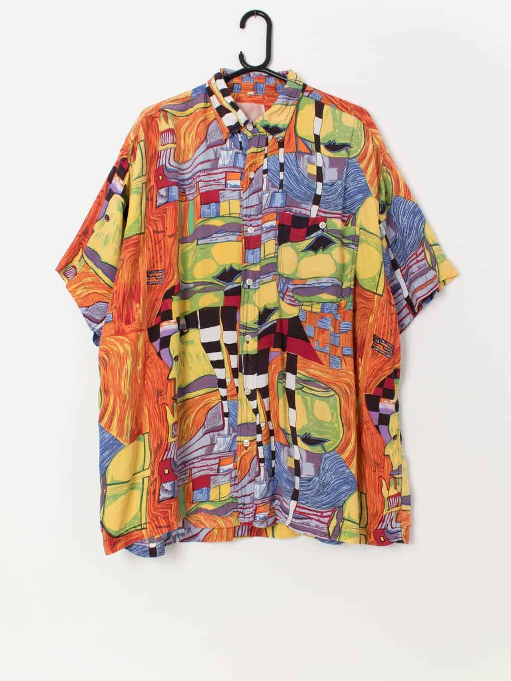 Crazy vintage shirt with bold abstract pattern - 2XL
