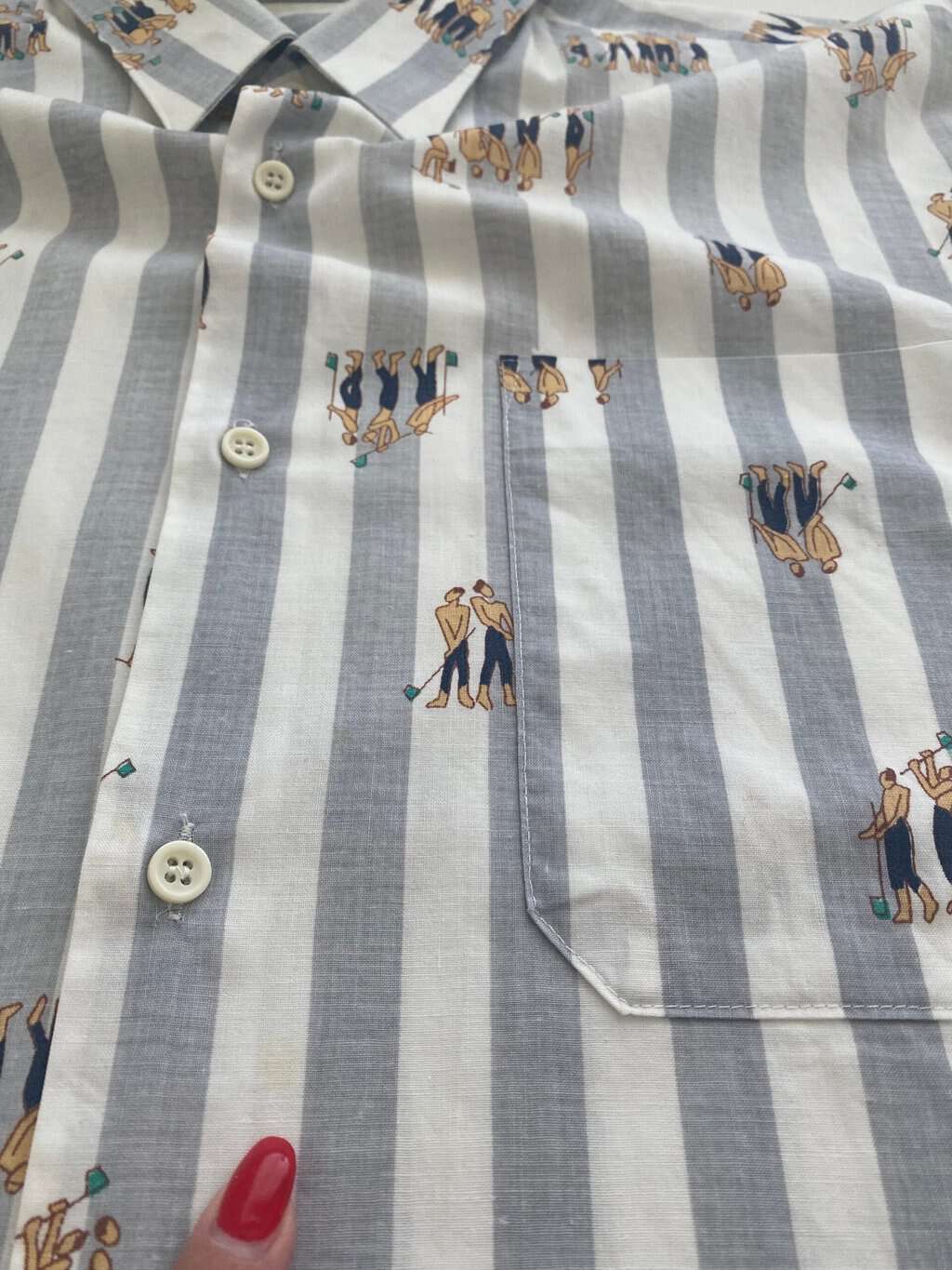 80s vintage striped shirt with character print - M - Image 4