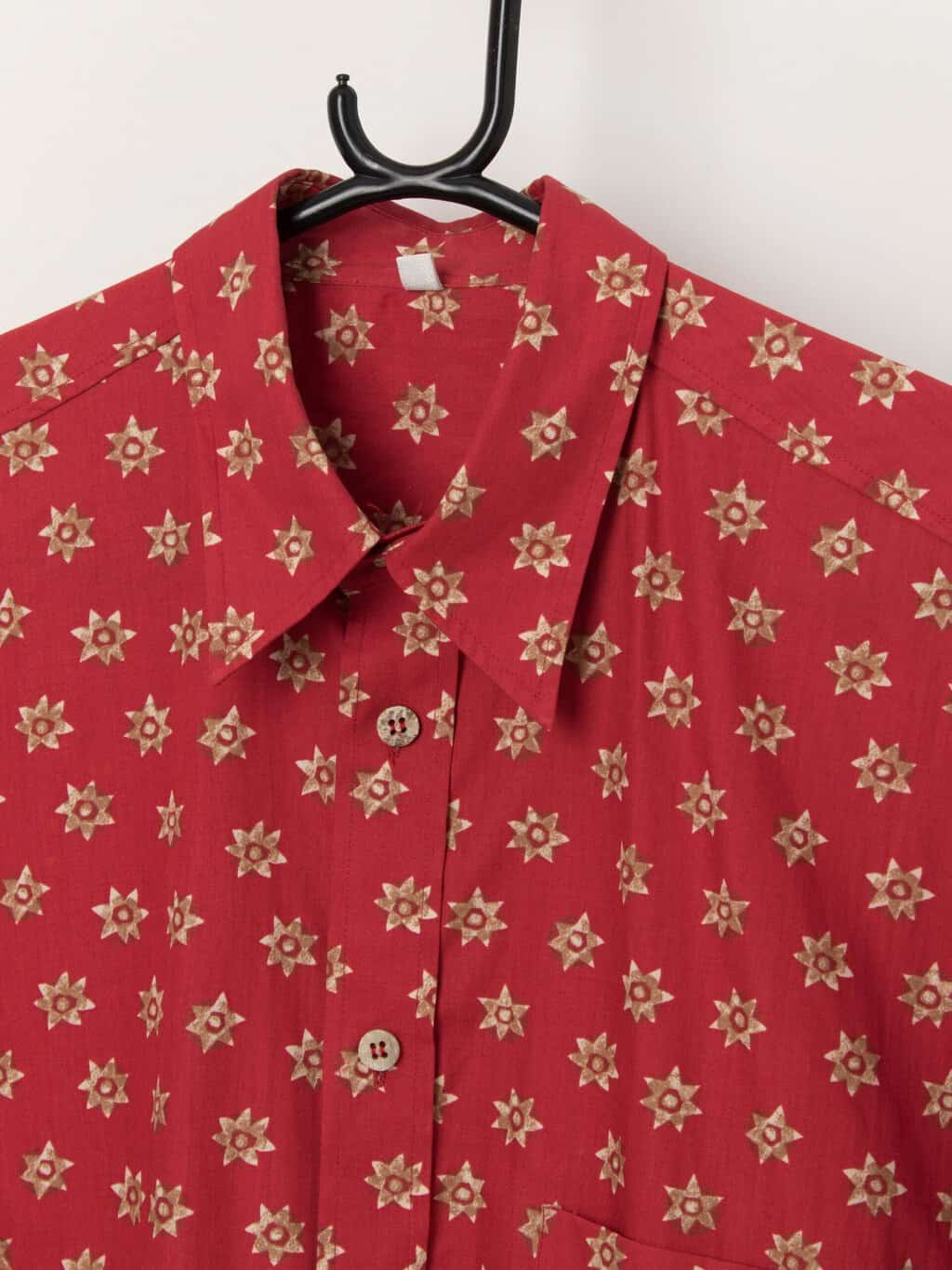 Vintage red abstract shirt with chest pocket - Medium - Image 2