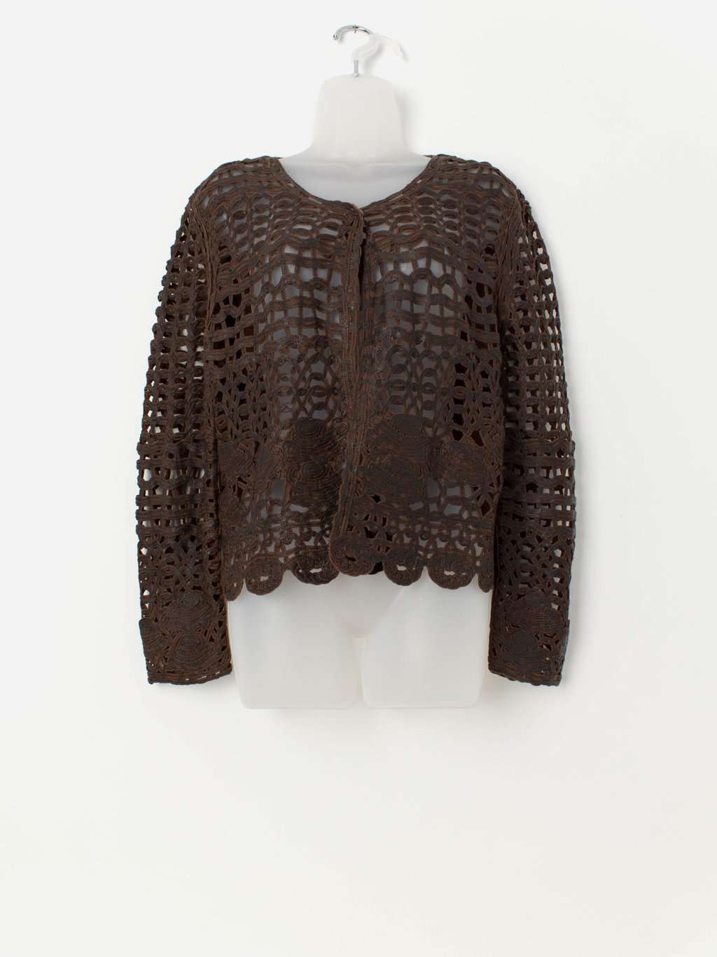 Vintage waxed ropework jacket in bronze brown - Medium