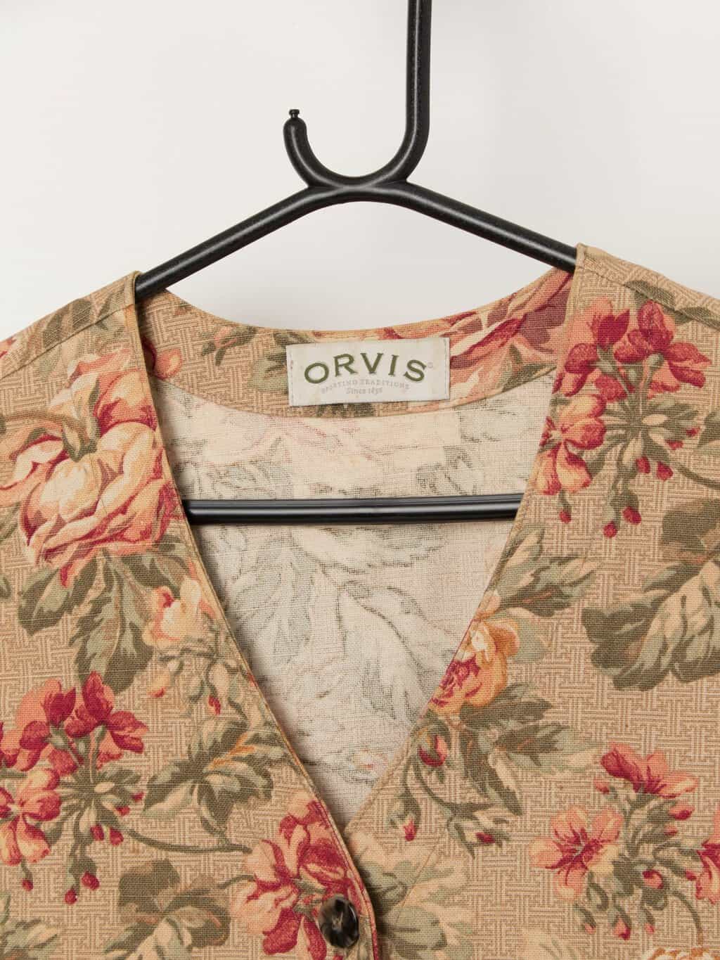 Vintage Orvis floral longline waistcoat, made in USA - L - Image 2
