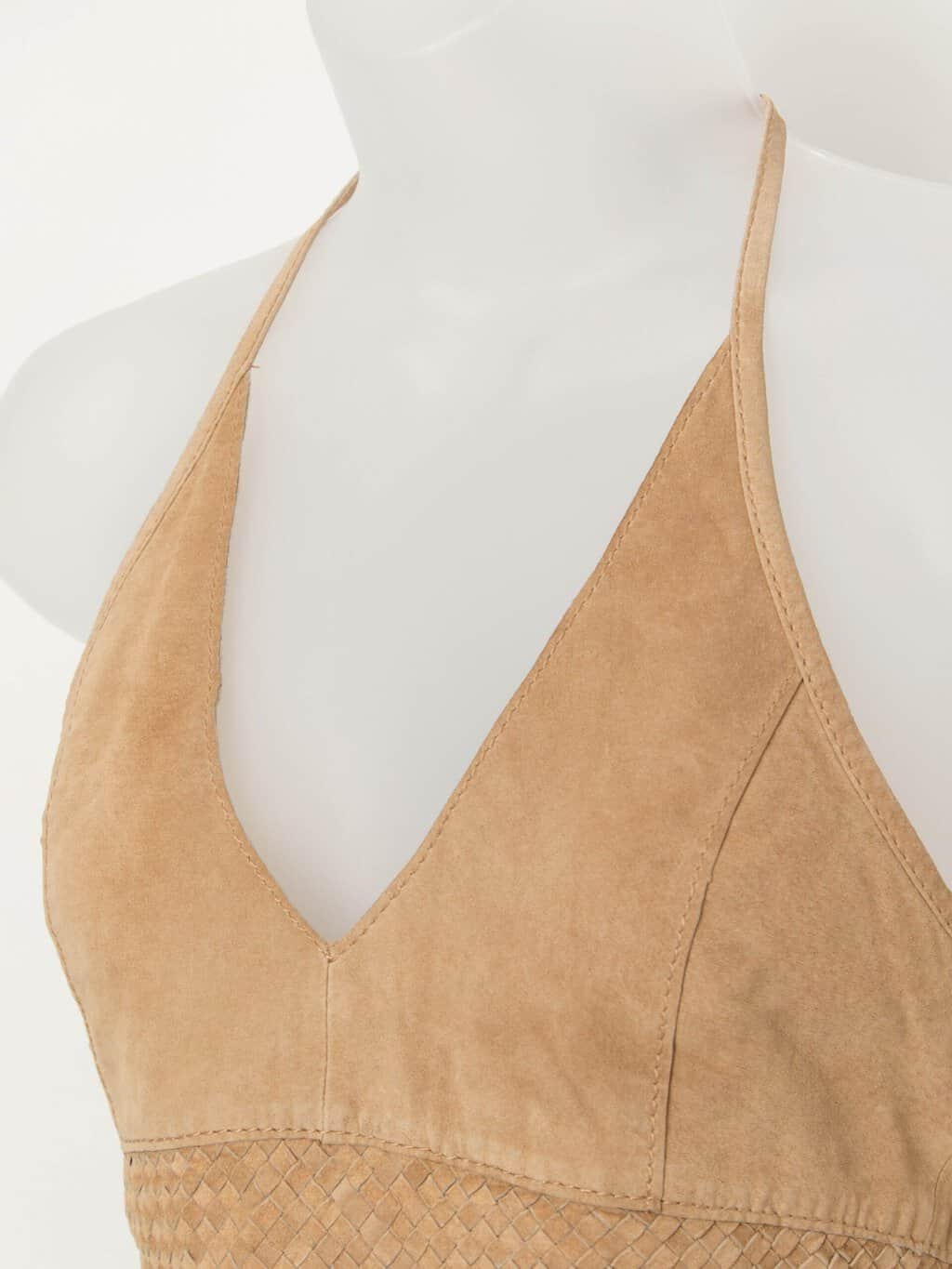 Vintage fringed leather halter neck cropped top - XS - Image 2