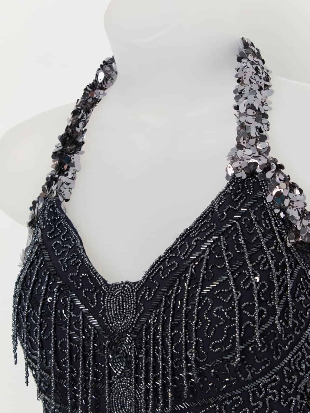 Vintage beaded halter neck in navy blue - XS / Small - Image 2