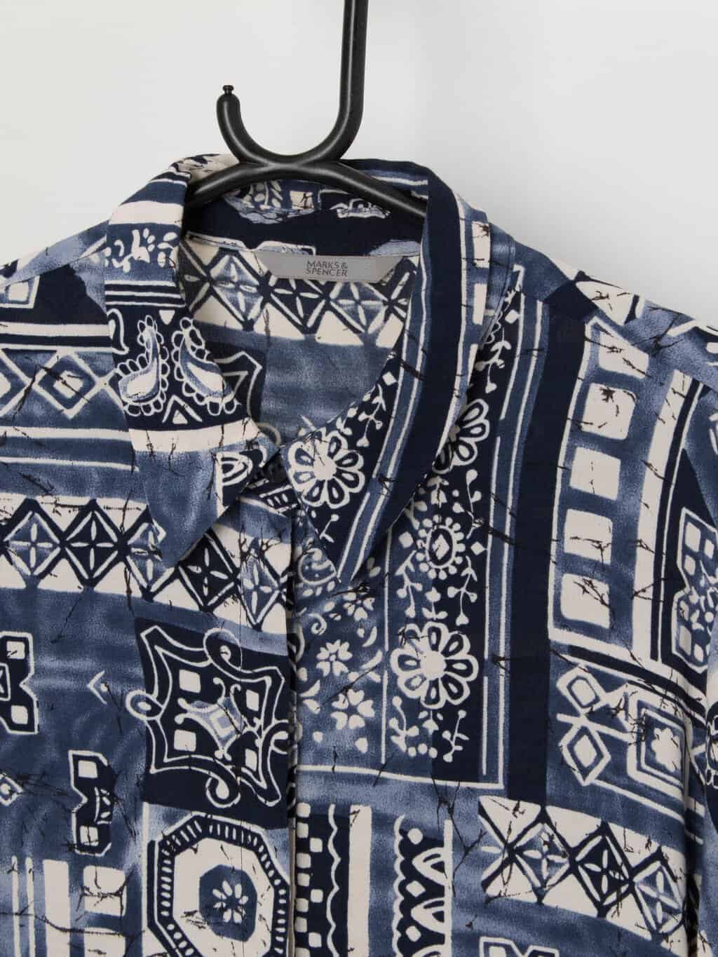 Blue and white floral blouse by Marks & Spencer - Large - Image 2