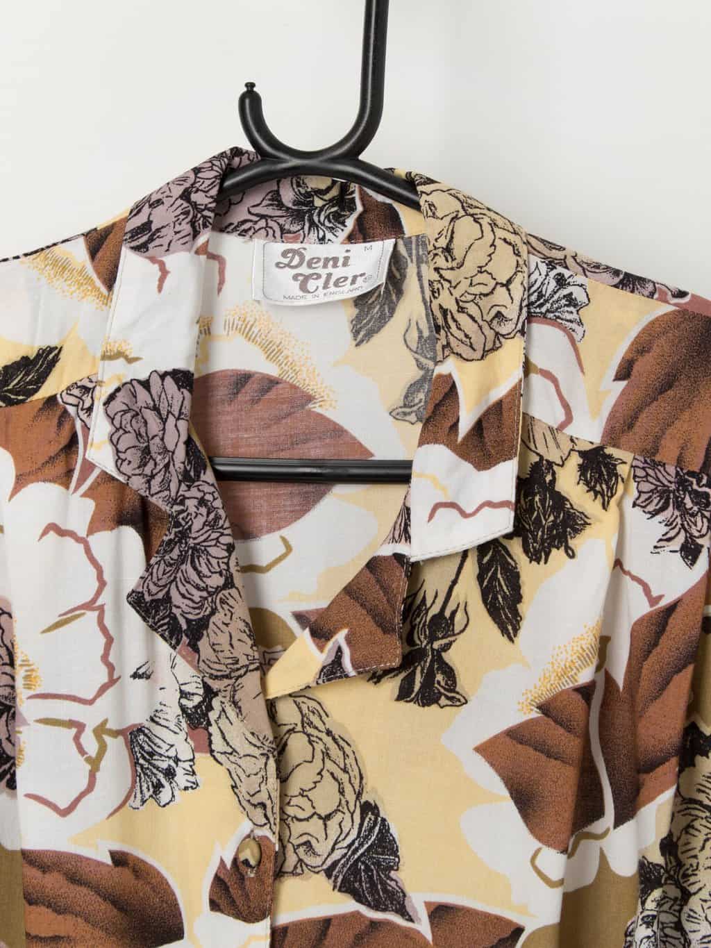 80s vintage floral blouse with shoulder pads - Medium - Image 2