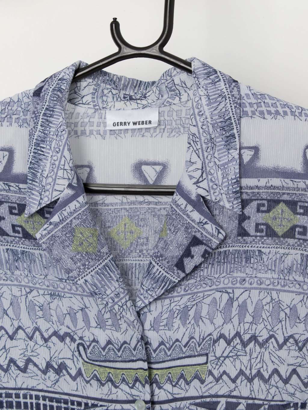 Vintage Gerry Weber semi-sheer blouse in blue and green - Large - Image 2