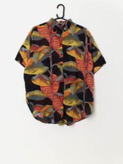 Vintage sheer philodendron pattern shirt blouse - L / XL