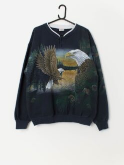 Vintage American eagle graphic sweatshirt in navy blue. Made in USA - XL