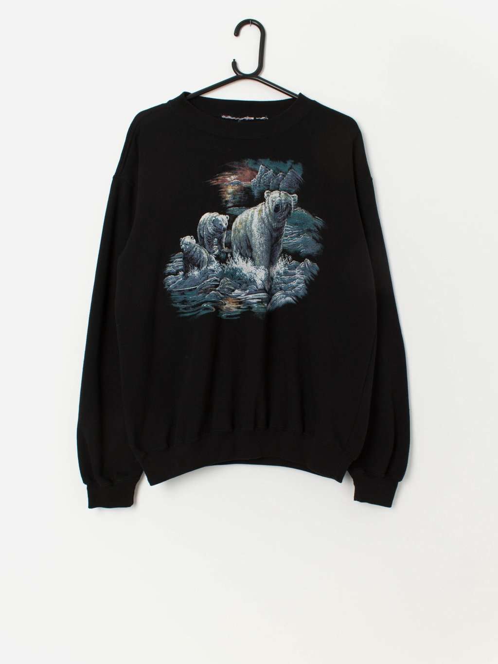 Vintage polar bear graphic sweatshirt in black - Large