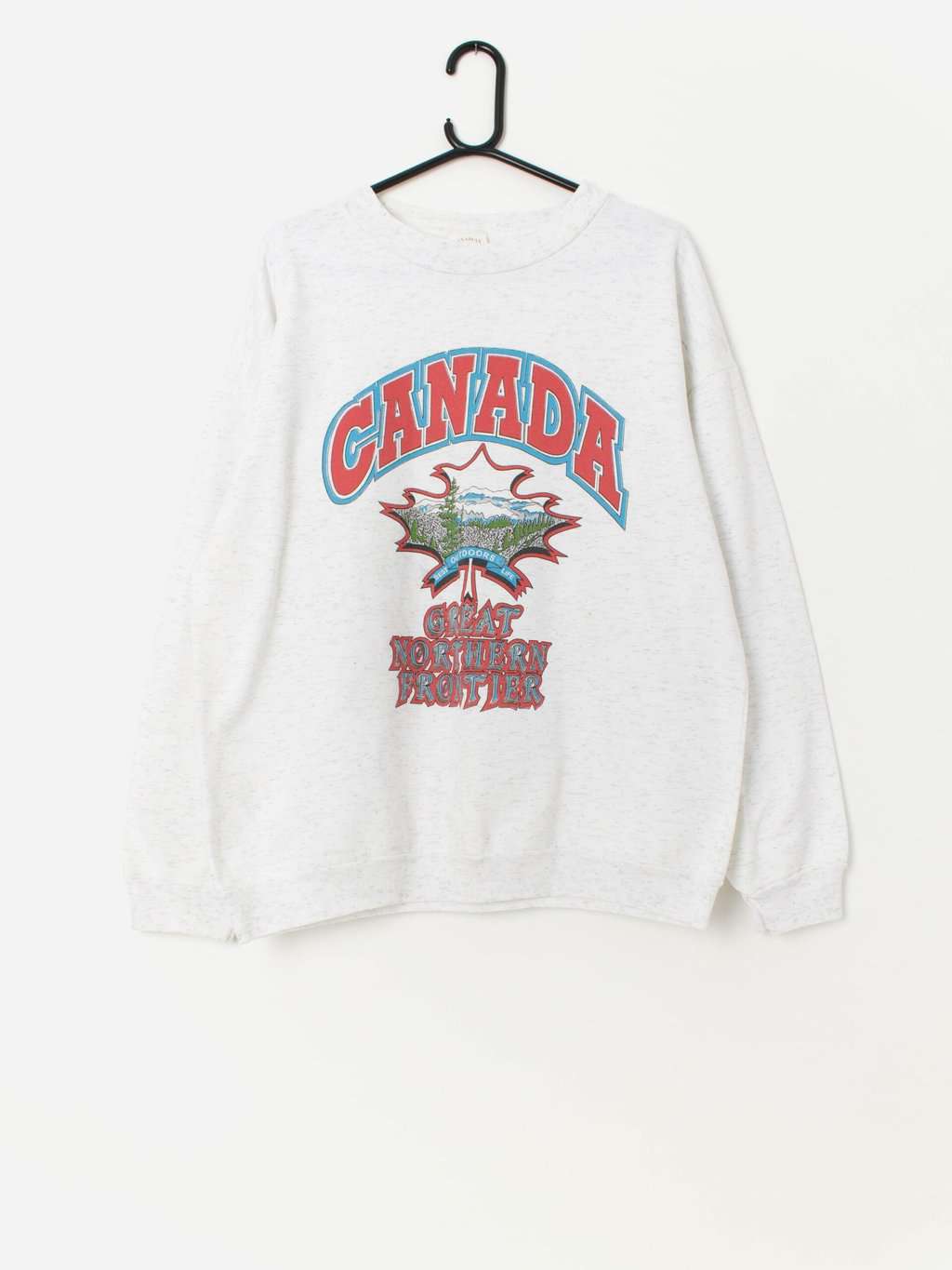 80s vintage Canadian Heritage outdoors sweatshirt in white marl - Large