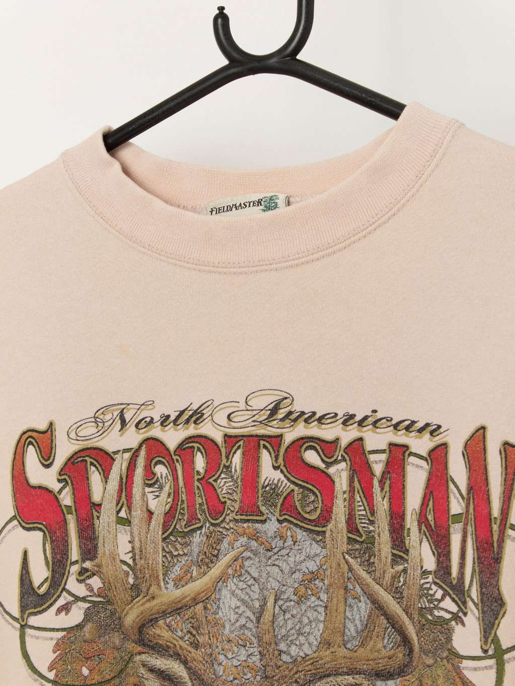 90s vintage deer graphic sweatshirt in beige, brown and red - Large - Image 2